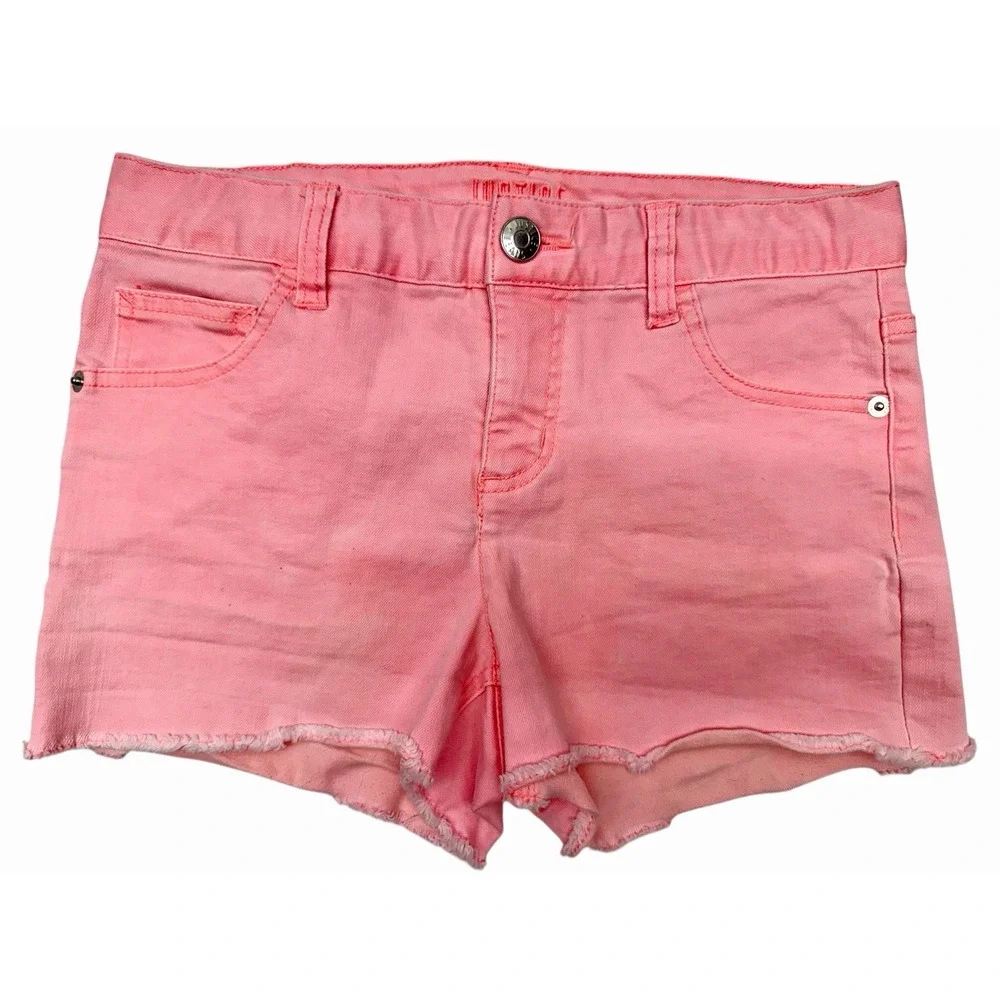 Justice Shorts Girls Size 16 Pink Cut Off Raw Denim Stretch Casual Walking